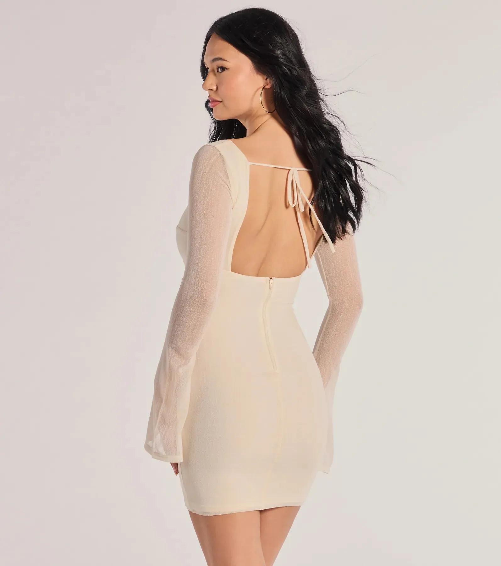 Pretty Look Mesh Long Sleeve Mini Dress sold by Windsor product image thumbnail 2