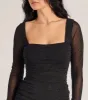 Glowing Nights Long Sleeve Glitter Mini Dress sold by Windsor
