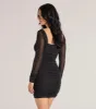 Glowing Nights Long Sleeve Glitter Mini Dress sold by Windsor