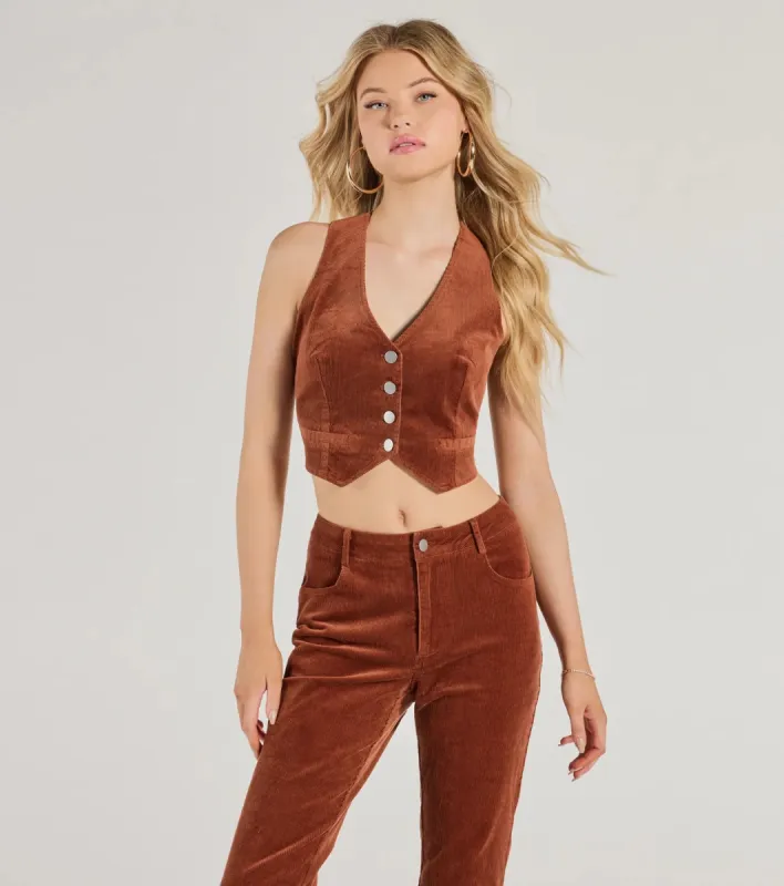 Retro Chic Corduroy Cropped Vest sold by Windsor