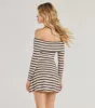 Cozy Flair Striped Knit Off-The-Shoulder Mini Dress sold by Windsor