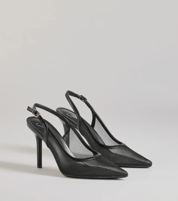 Chic Sheer Mesh Sling-Back Stiletto Pumps sold by Windsor