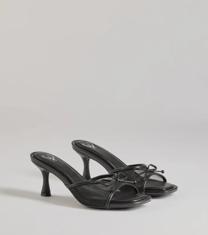 Adorable Bow Detail Mesh Strap Stiletto Mules sold by Windsor