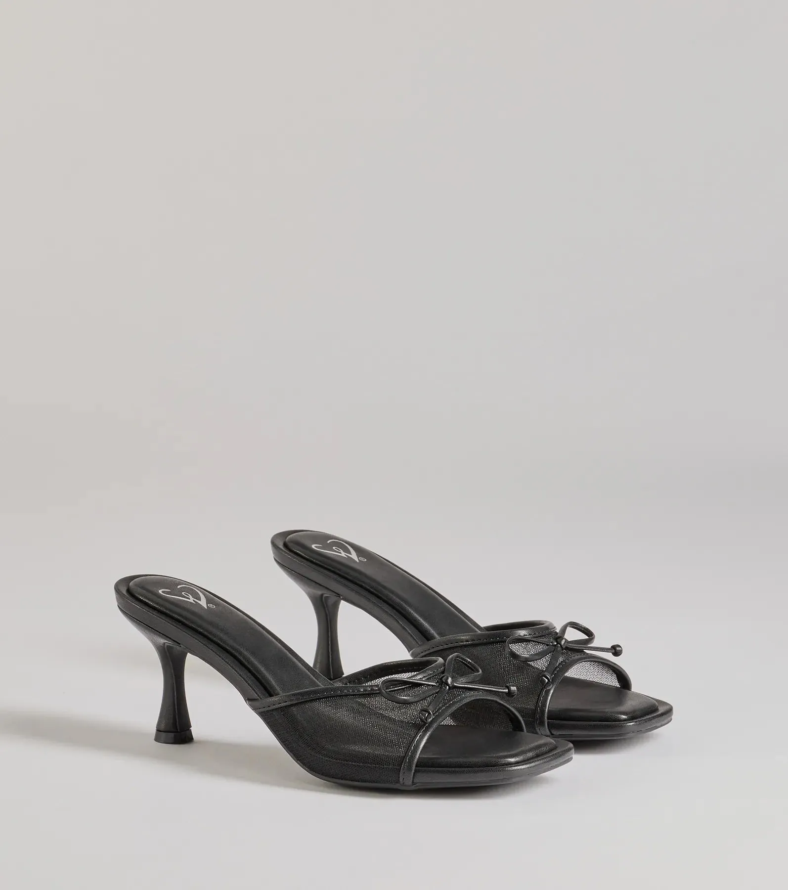 Adorable Bow Detail Mesh Strap Stiletto Mules sold by Windsor