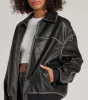 Vintage Chic Faux Leather Oversized Bomber Jacket sold by Windsor