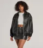 Vintage Chic Faux Leather Oversized Bomber Jacket sold by Windsor