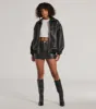 Vintage Chic Faux Leather Oversized Bomber Jacket sold by Windsor