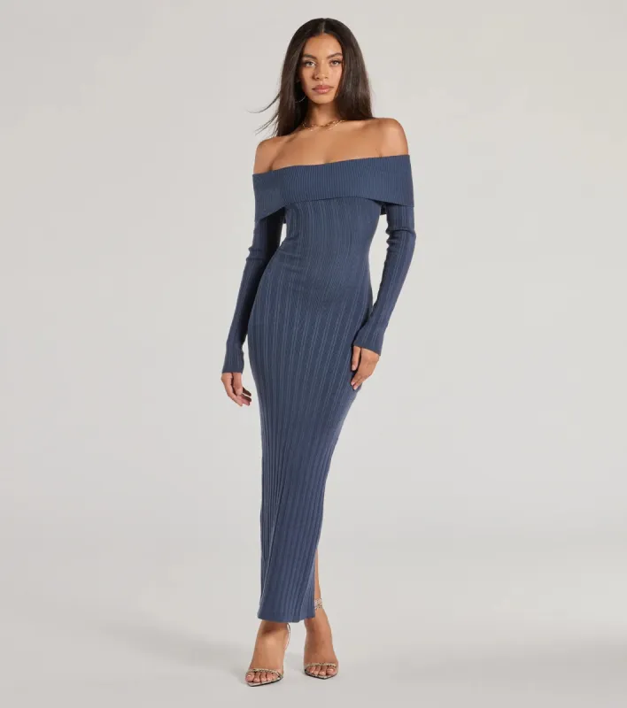 Chic Choice Knit Off-The-Shoulder Maxi Dress sold by Windsor