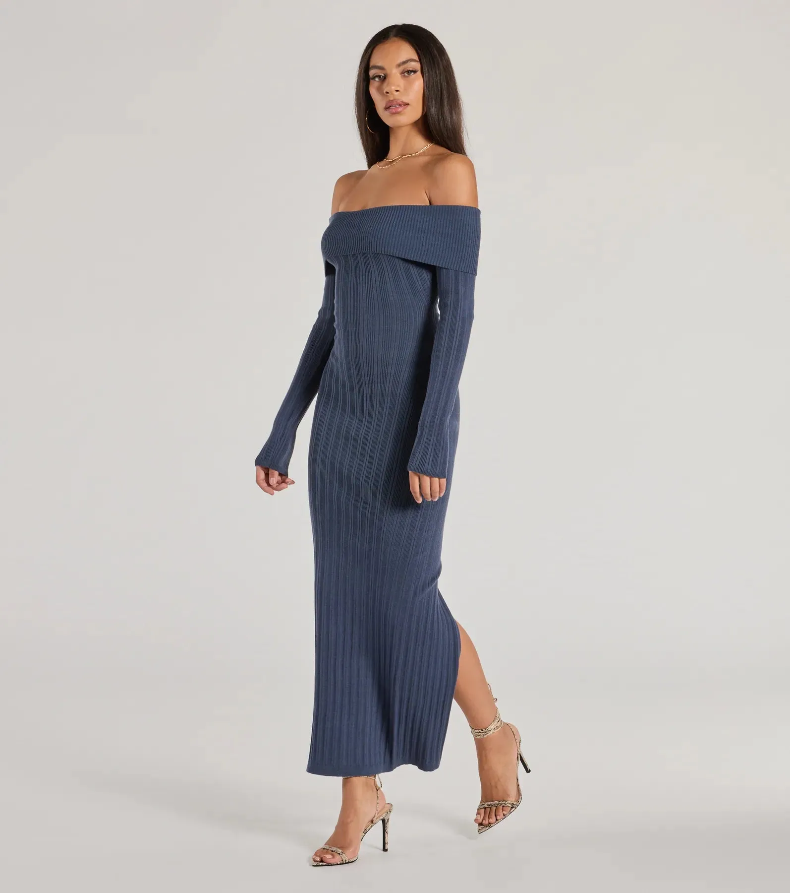 Chic Choice Knit Off-The-Shoulder Maxi Dress sold by Windsor product image thumbnail 4