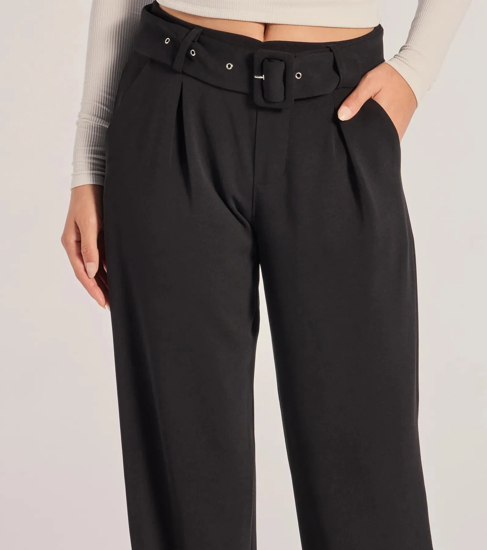 Sleek Impression Belted Straight-Leg Trouser Pants sold by Windsor product image thumbnail 4