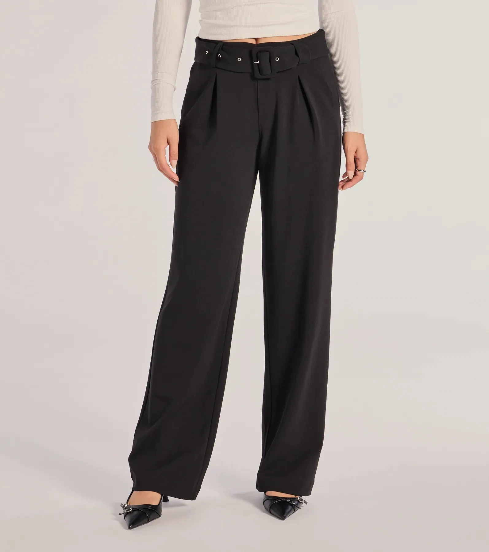 Sleek Impression Belted Straight-Leg Trouser Pants sold by Windsor product image thumbnail 2