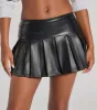 Playful Pleats Faux Leather Drop Waist Skort sold by Windsor