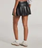 Playful Pleats Faux Leather Drop Waist Skort sold by Windsor