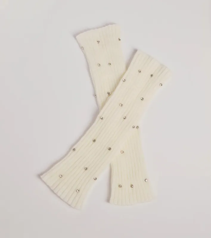 Cozy Luxe Ribbed Knit Rhinestone Leg Warmers sold by Windsor