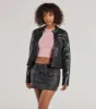 Serving Sleek Faux Leather Cargo Mini Skort sold by Windsor