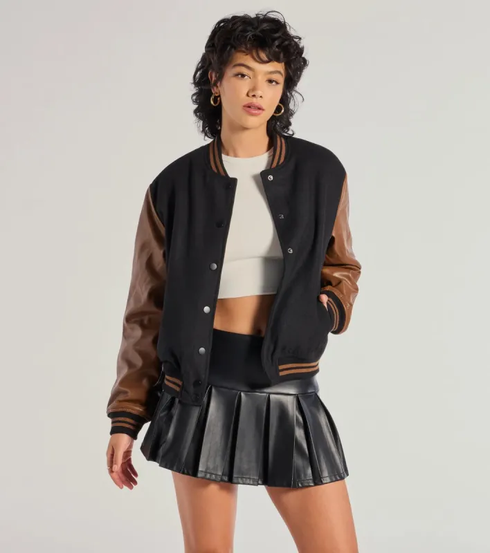 Chic Spirit Faux Wool Varsity Jacket sold by Windsor