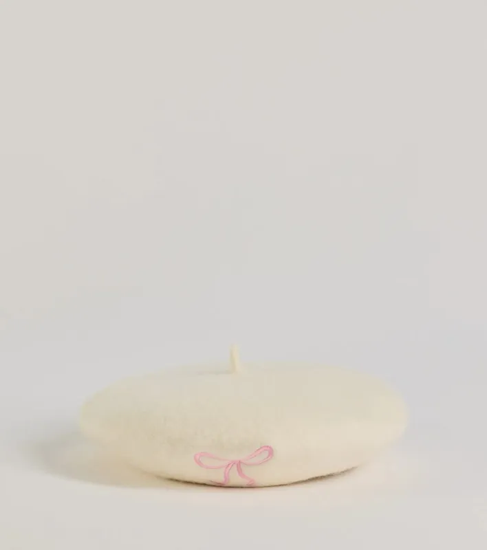 So Chic Bow Detail Faux Wool Beret sold by Windsor