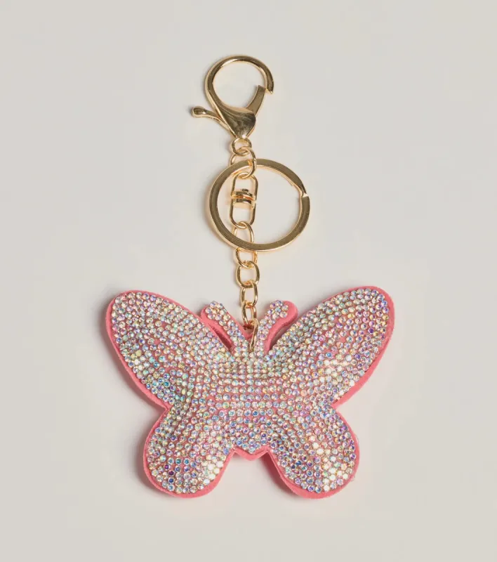 Whimsical Rhinestone Butterfly Charm Keychain sold by Windsor