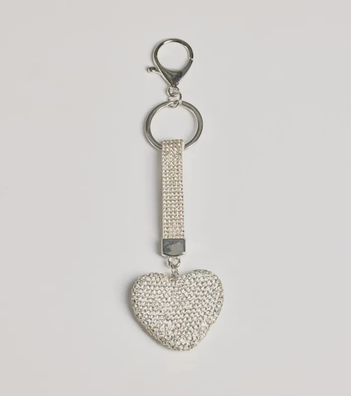 Shimmering Rhinestone Heart Charm Keychain sold by Windsor