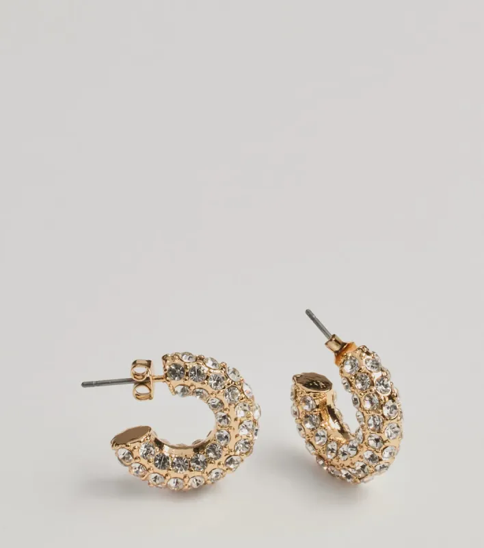 Rhinestone Glam Mini Hoop Earrings sold by Windsor