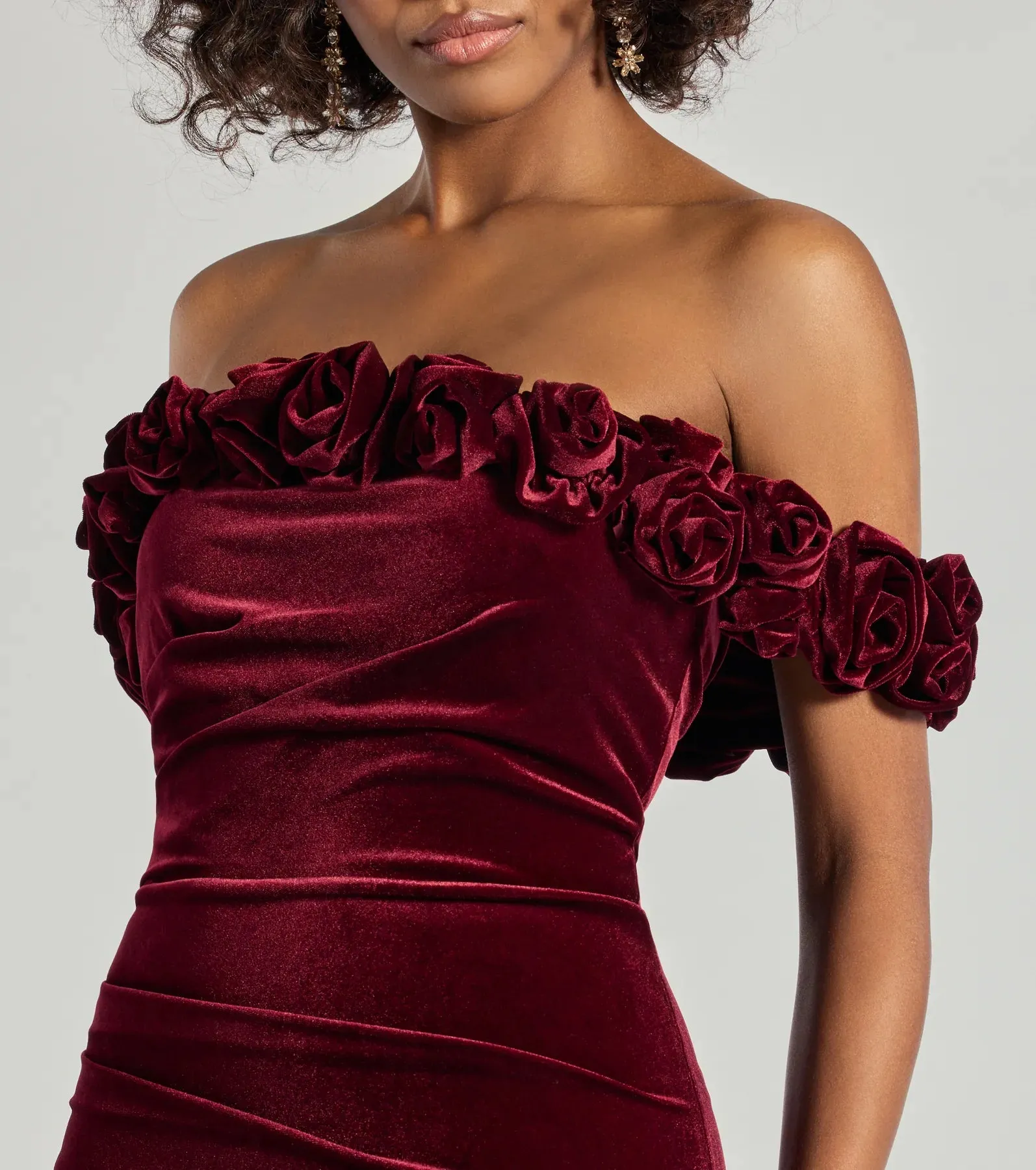 Dominique Floral Velvet Off The Shoulder Mini Dress sold by Windsor product image thumbnail 4