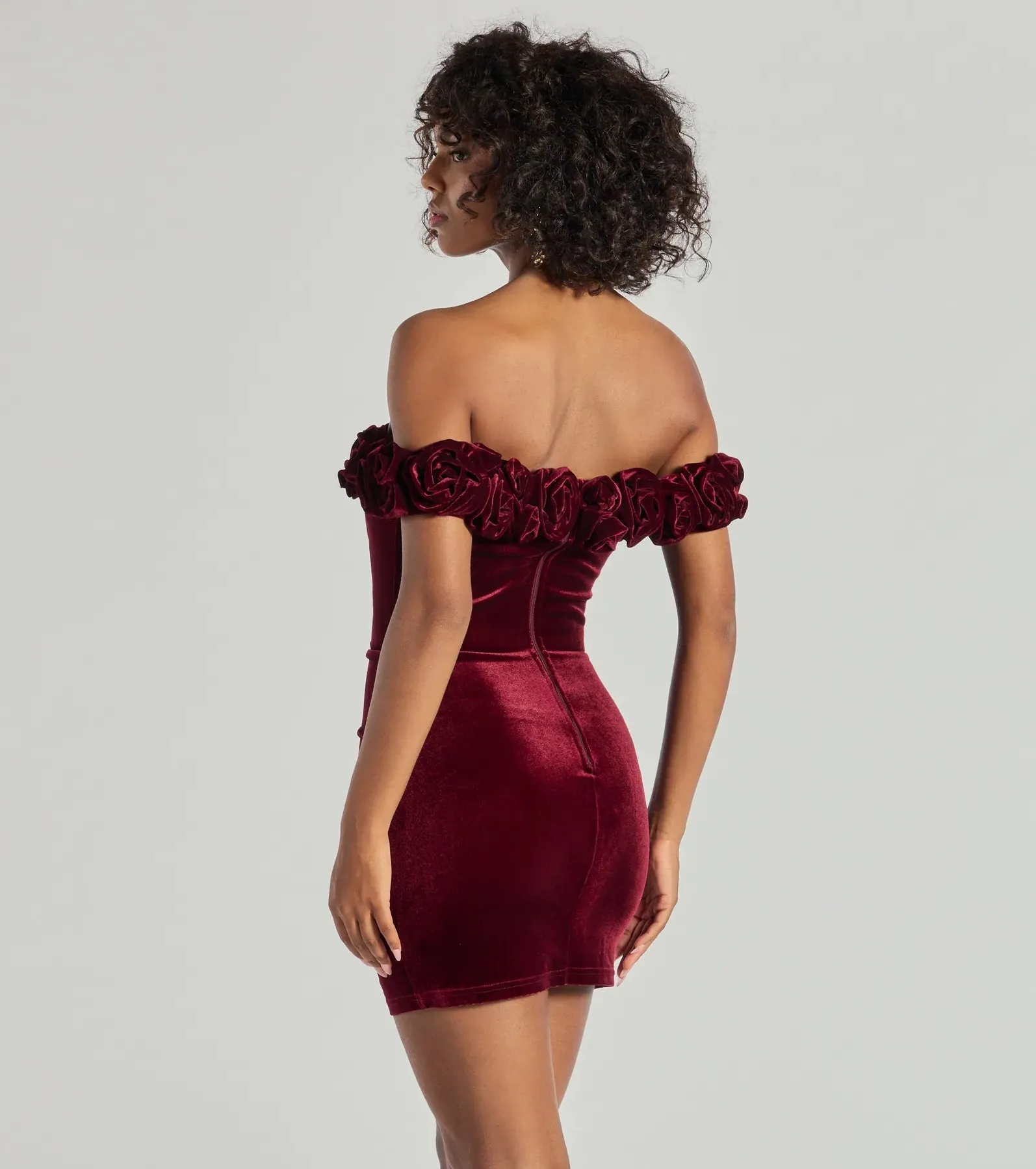 Dominique Floral Velvet Off The Shoulder Mini Dress sold by Windsor product image thumbnail 2