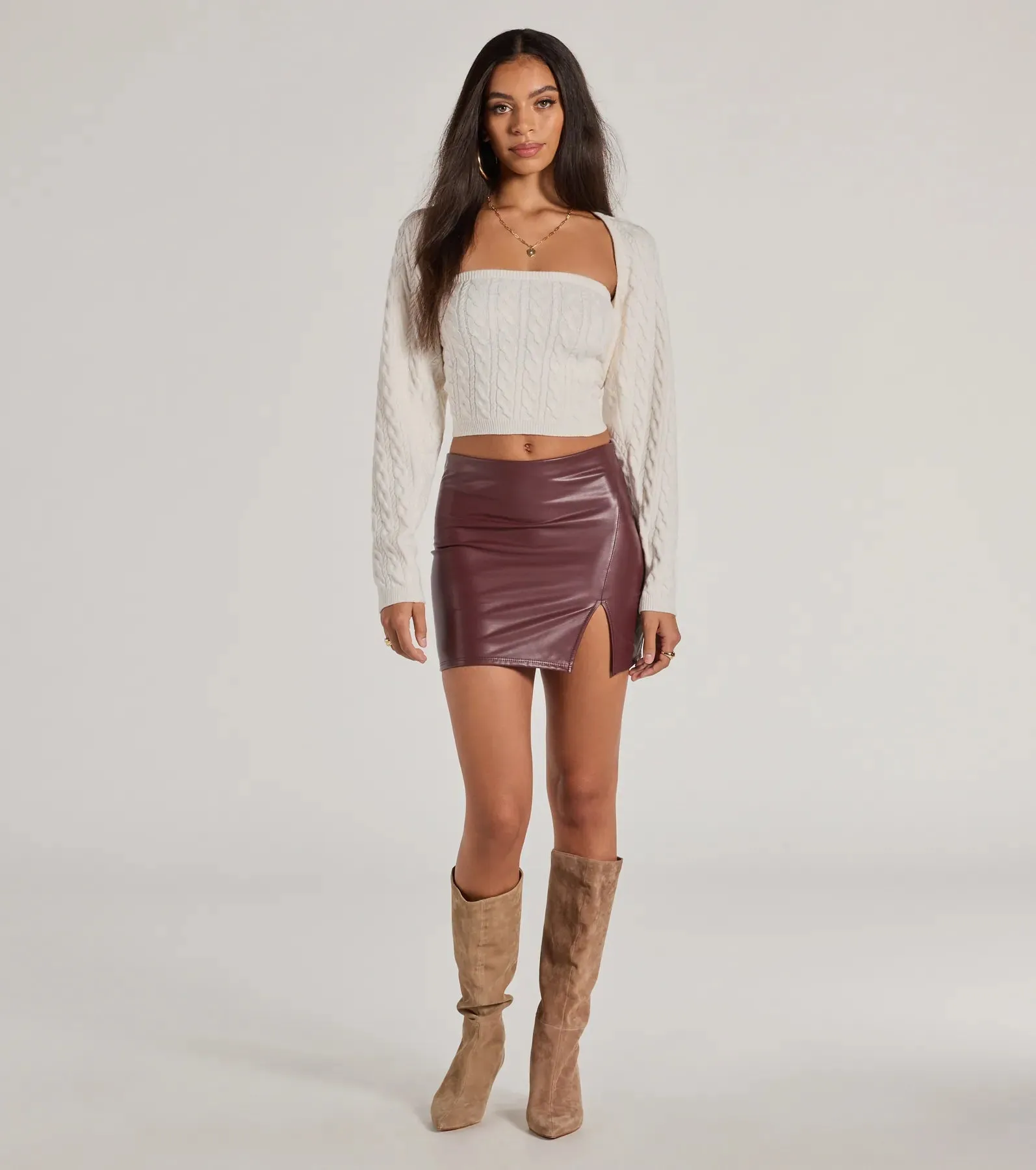 Cozy Glam Cable Knit Tube Top sold by Windsor product image thumbnail 3