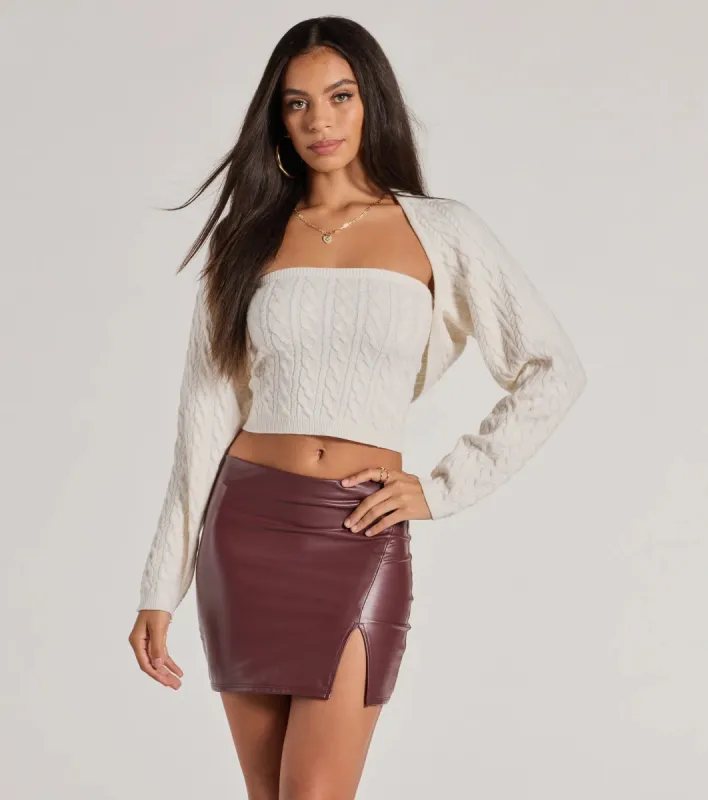 Cozy Glam Cable Knit Tube Top sold by Windsor