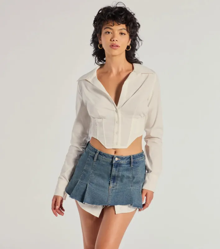 Chic Structure Long Sleeve Cropped Corset Top sold by Windsor