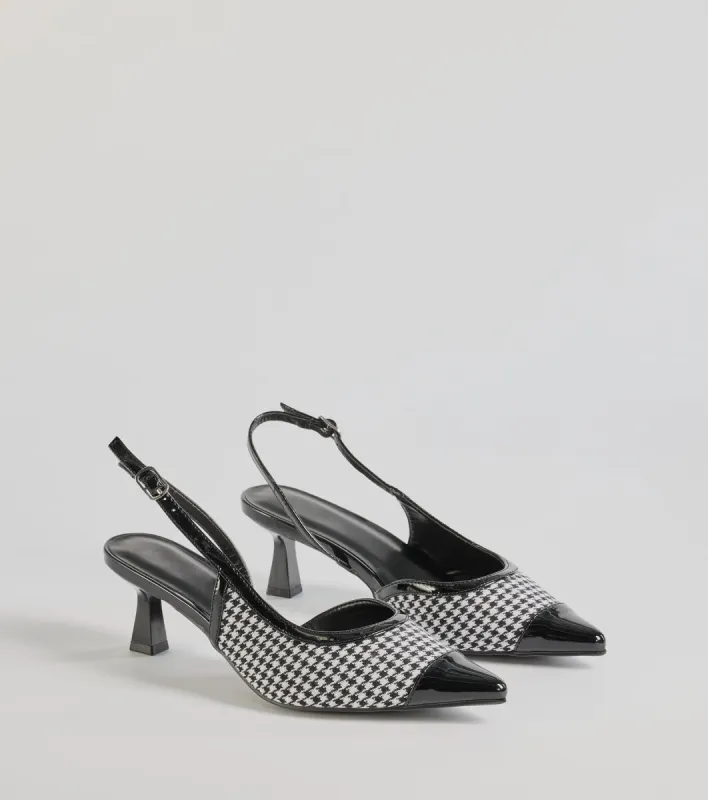 Pattern Play Houndstooth Sling-Back Kitten Heel Pumps sold by Windsor