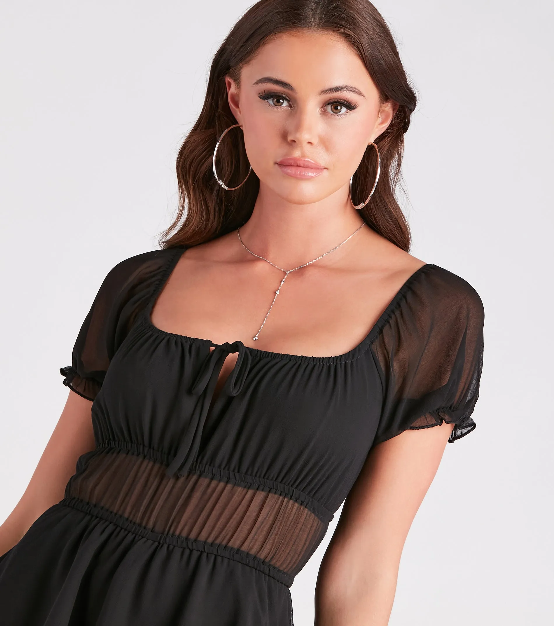 Perfection Vibes Chiffon Skater Romper sold by Windsor product image thumbnail 4