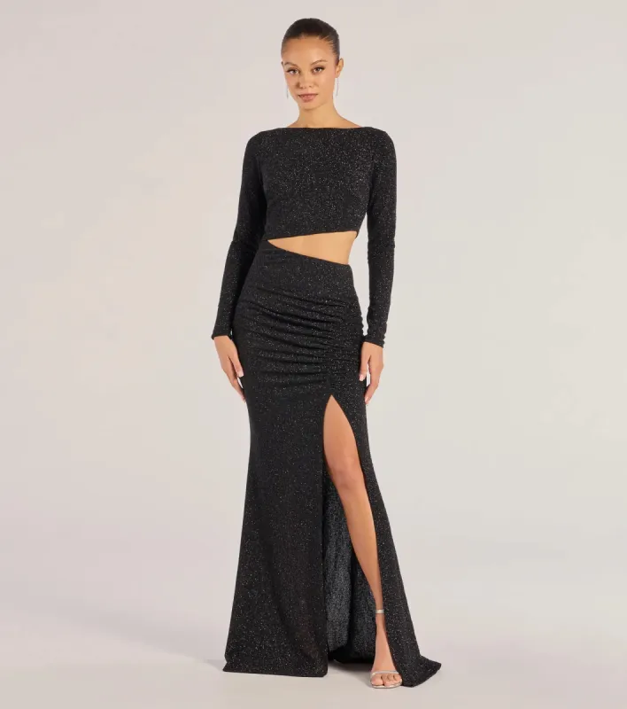 Brynn Long Sleeve Glitter Cutout Mermaid Dress sold by Windsor