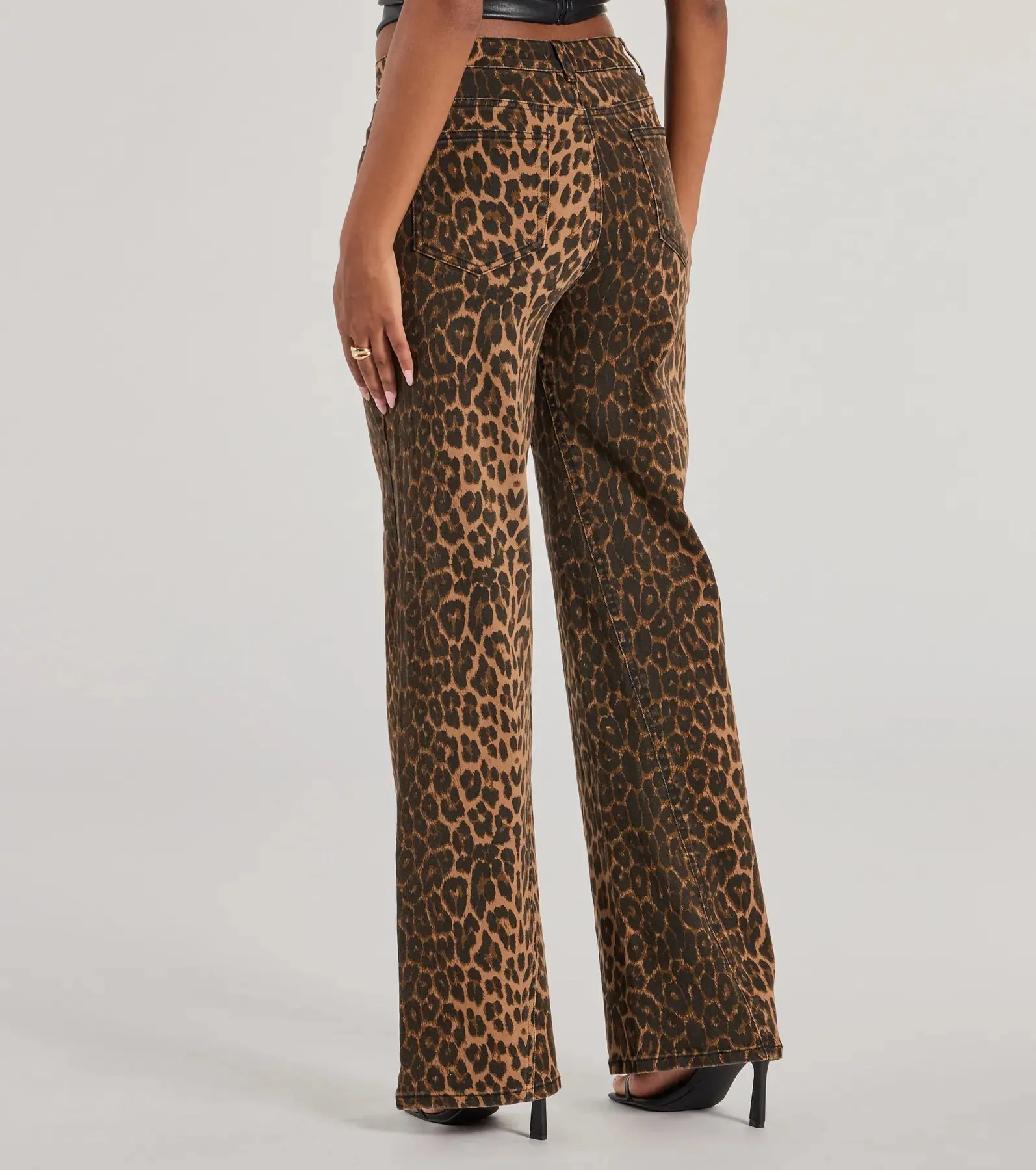 Fierce Aura Wide-Leg Leopard Print Denim Jeans sold by Windsor product image thumbnail 2