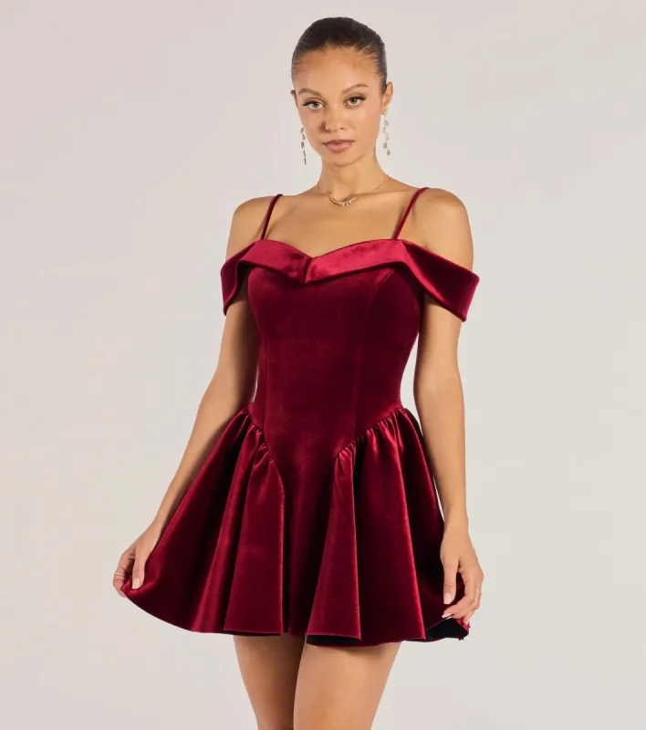 Andie Velvet Drop Waist Skater Dress sold by Windsor
