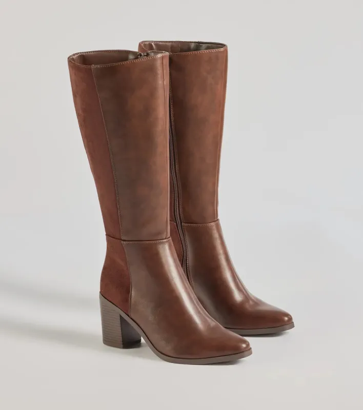 Slay The Scene Under-The-Knee Block Heel Boots sold by Windsor