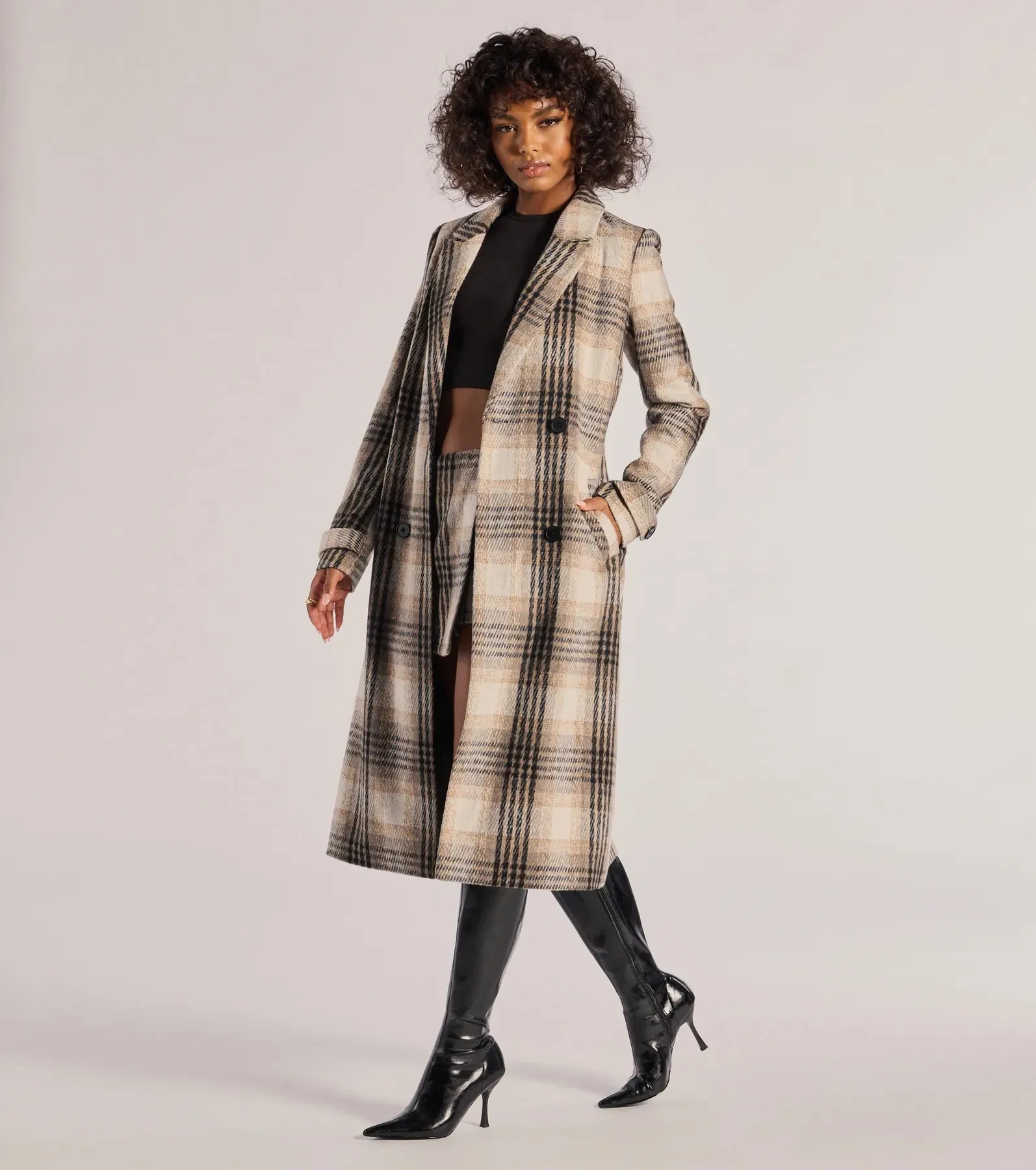 Classic Charm Plaid Trench Coat sold by Windsor product image thumbnail 4