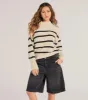 Preppy Casual Striped Knit Mock Neck Sweater sold by Windsor