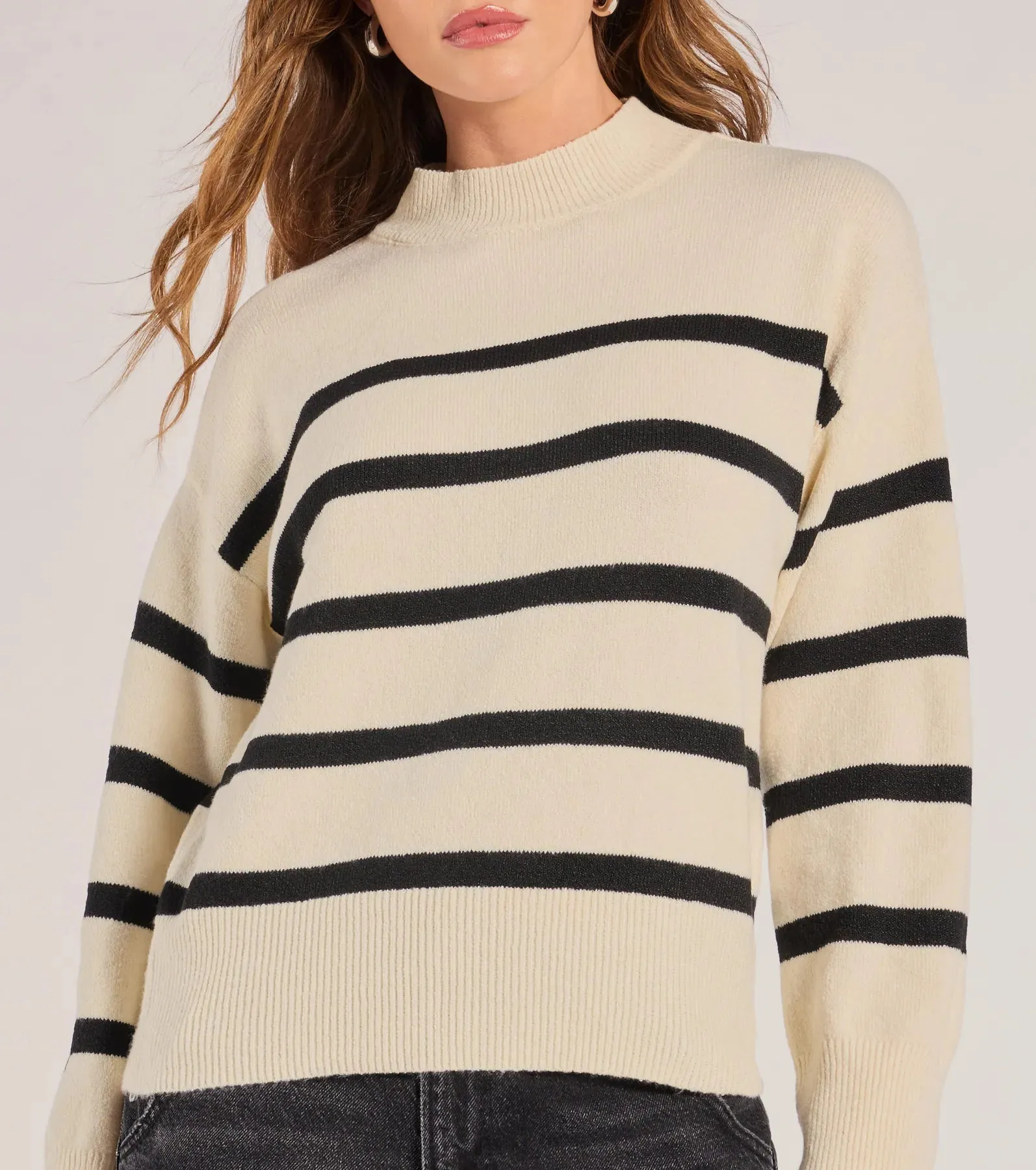 Preppy Casual Striped Knit Mock Neck Sweater sold by Windsor product image thumbnail 4