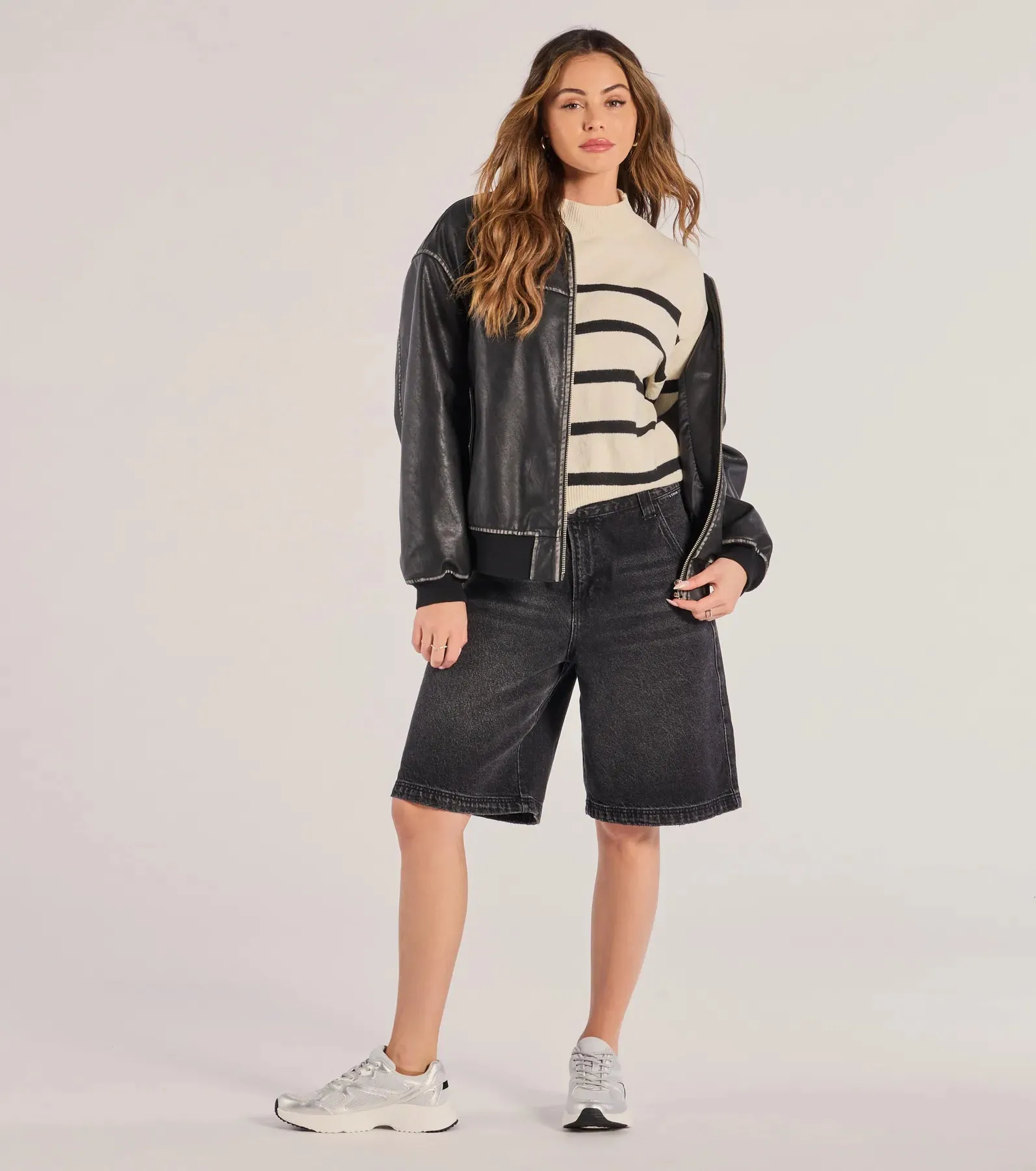 Preppy Casual Striped Knit Mock Neck Sweater sold by Windsor