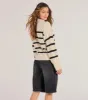 Preppy Casual Striped Knit Mock Neck Sweater sold by Windsor