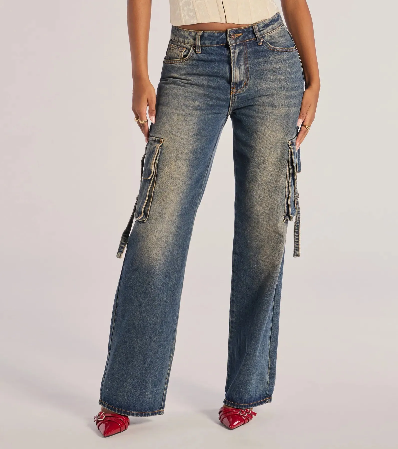 Trendsetter High-Rise Wide-Leg Cargo Jeans sold by Windsor product image thumbnail 4