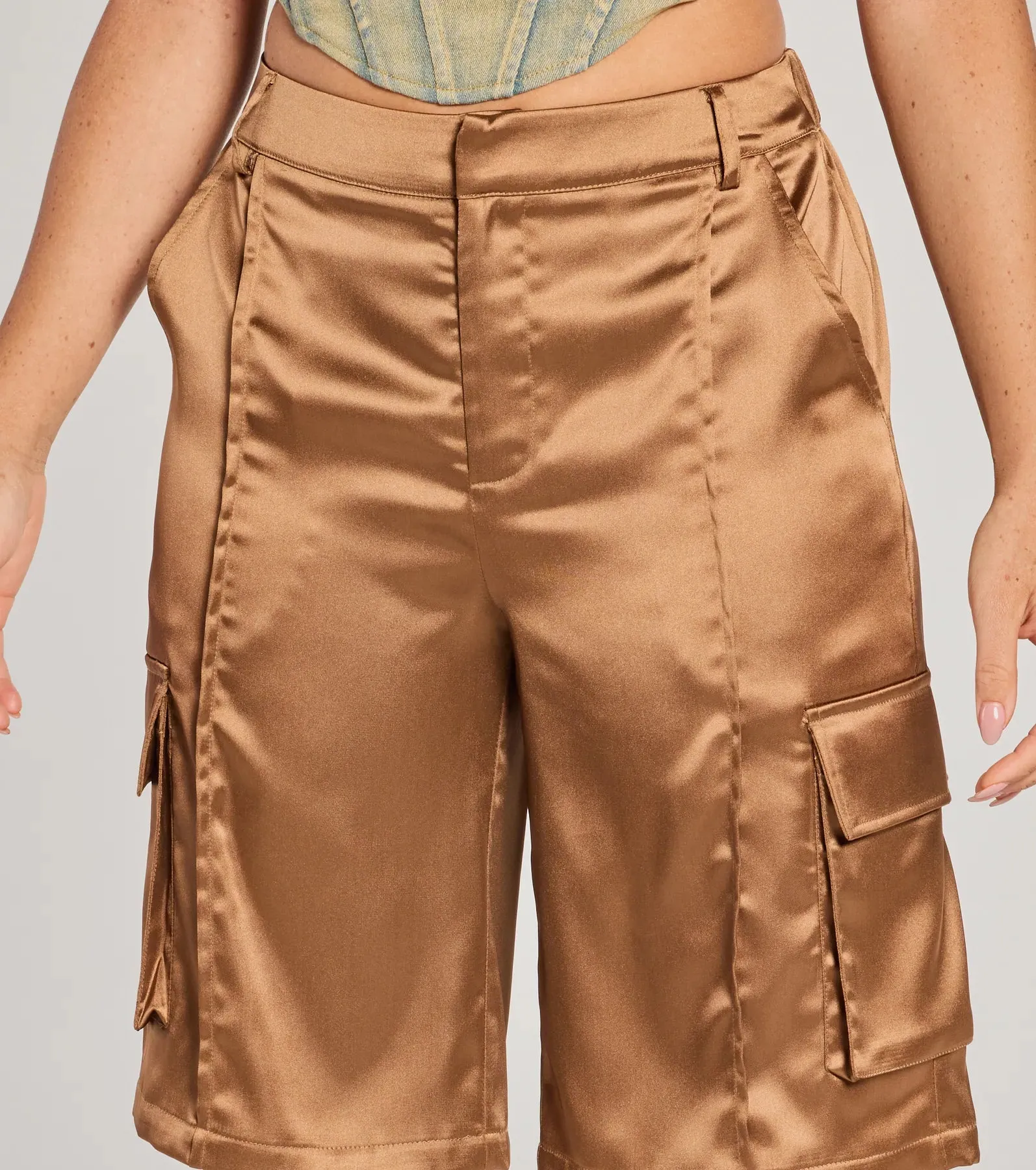 Trendsetter Vibes Satin Cargo Jorts sold by Windsor product image thumbnail 4