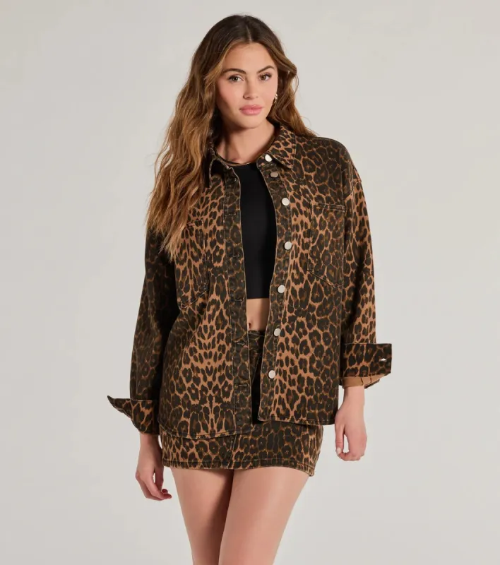 Feeling Fierce Leopard Print Denim Mini Skirt sold by Windsor