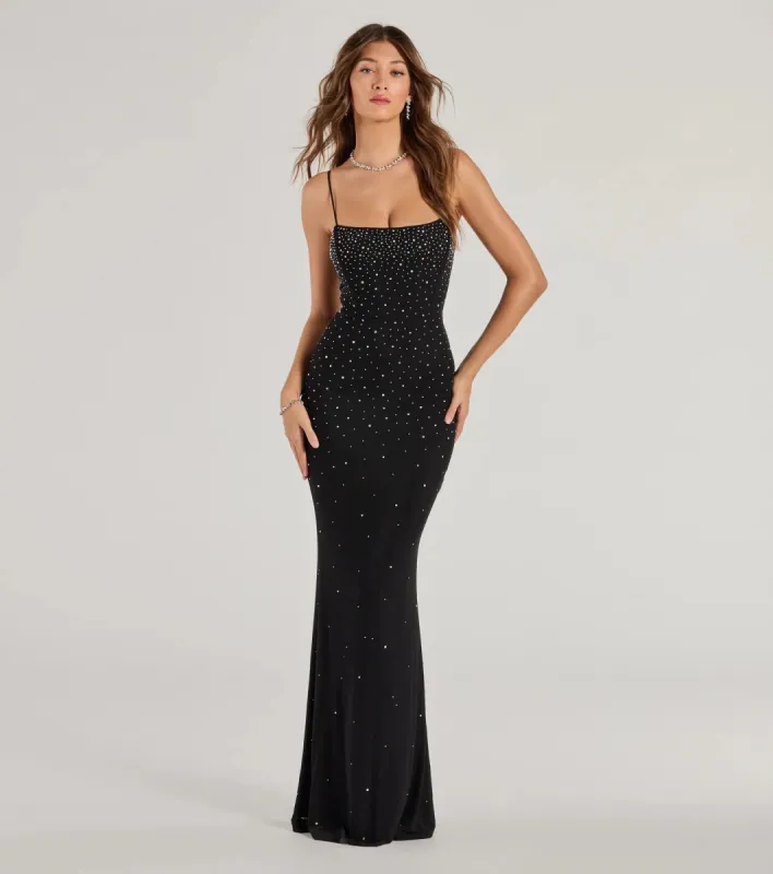 Noa Lace-Up Rhinestone Corset Mermaid Dress sold by Windsor
