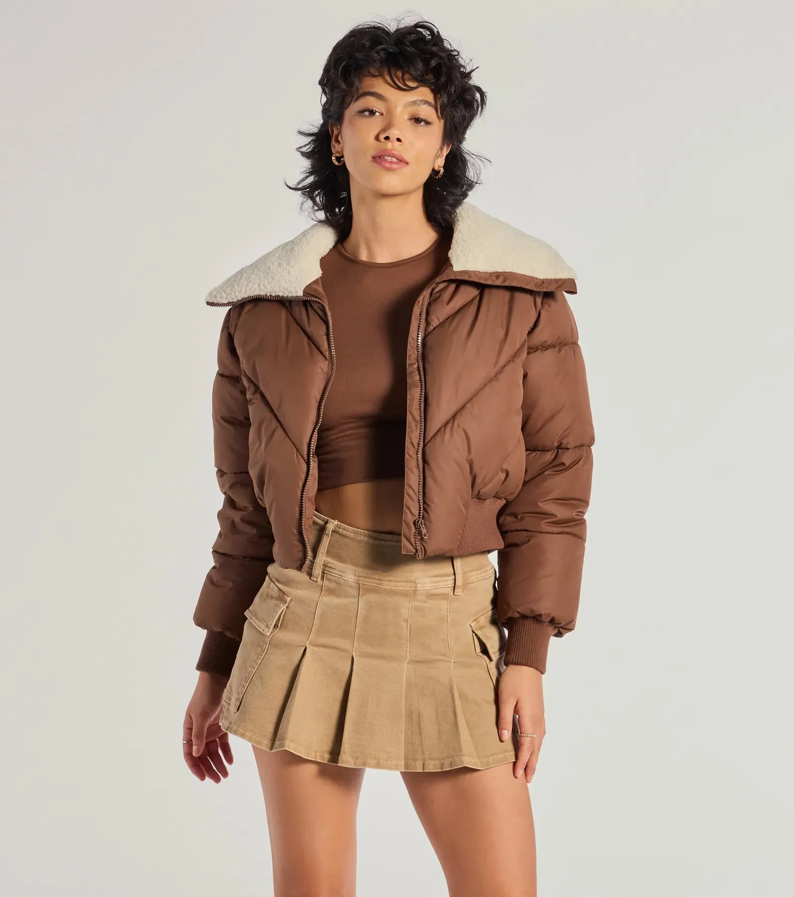 Cozy Trendsetter Sherpa Collar Puffer Jacket sold by Windsor