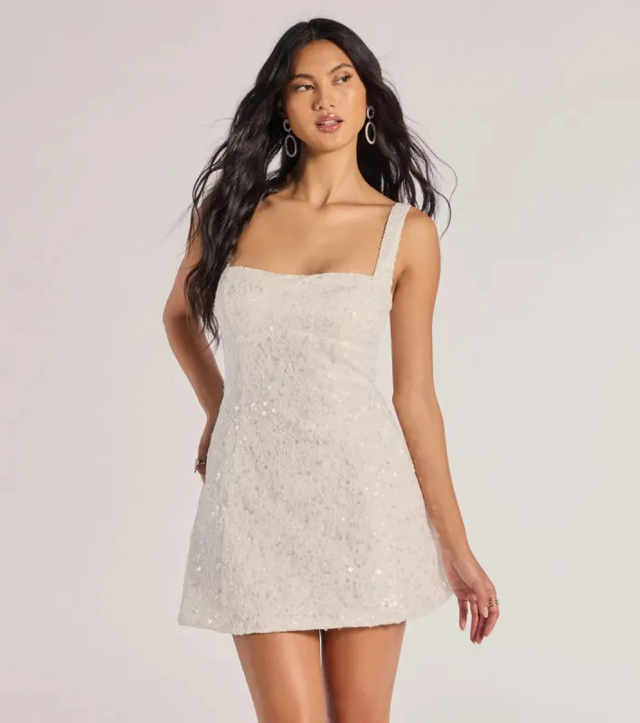 Clarice Sequin Beaded Lace A-Line Mini Dress sold by Windsor