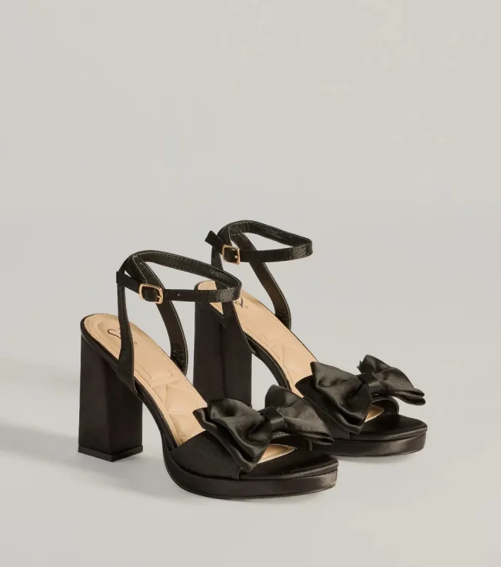 Icon Era Satin Bow Strap Platform Heels sold by Windsor