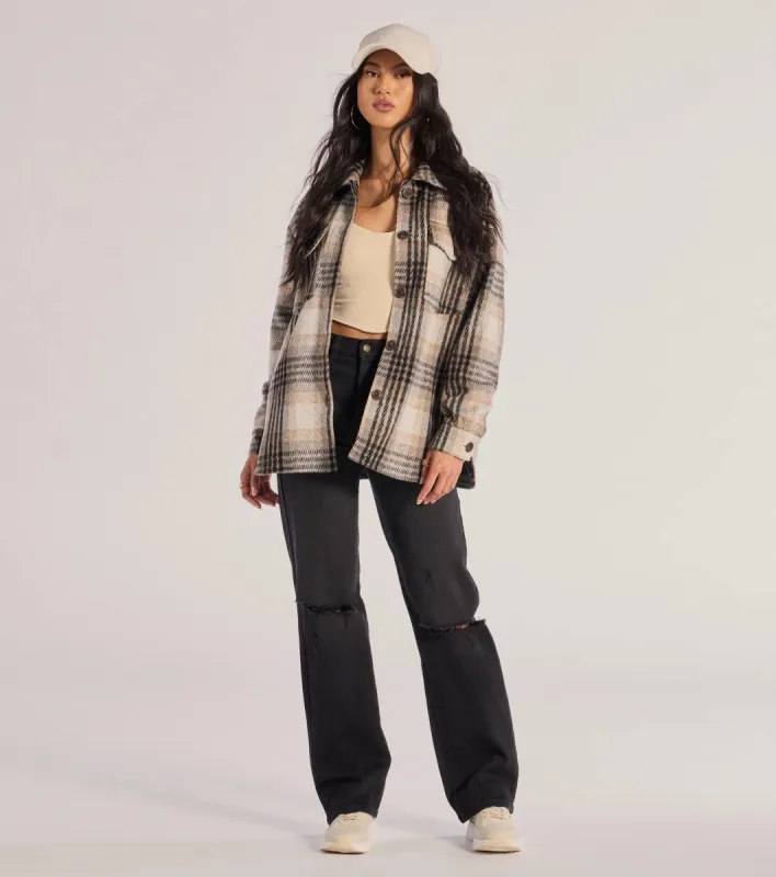On-Point Plaid Faux Wool Shacket sold by Windsor
