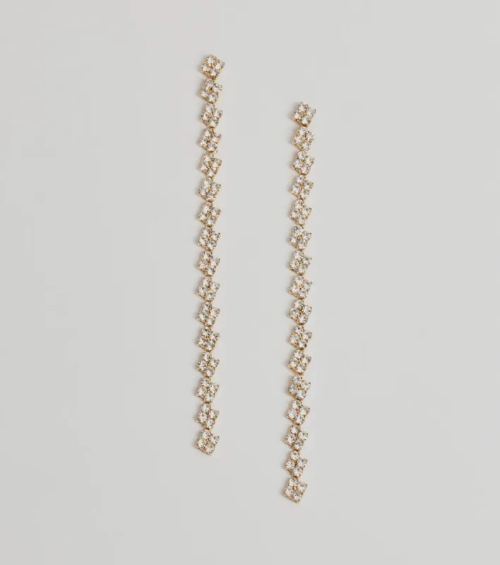 Glam And Glisten Rhinestone Linear Earrings sold by Windsor
