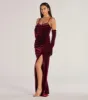 Inez Beaded Applique Velvet Formal Dress With Gloves sold by Windsor